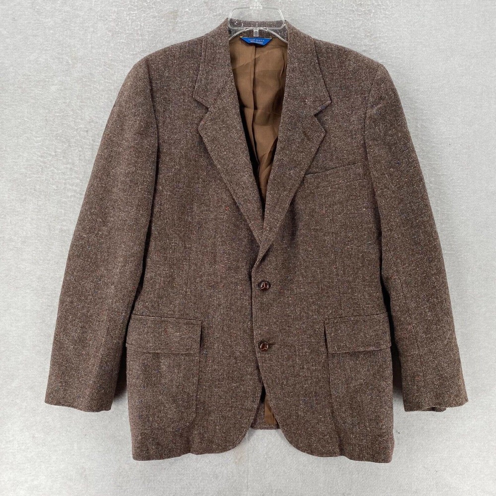 PENDLETON Sport Coat Mens 42 LONG 100% Wool Tweed ELBOW PATCHES Blazer Jacket